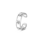 Anillo de plata ajustable con diseño de trébol hueco