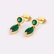AIBEF Vintage verde redondo forma ovalada pendientes colgantes de diamantes de imitación mujeres cobre circón accesorios de joyería regalo de cumpleaños Dropshipping