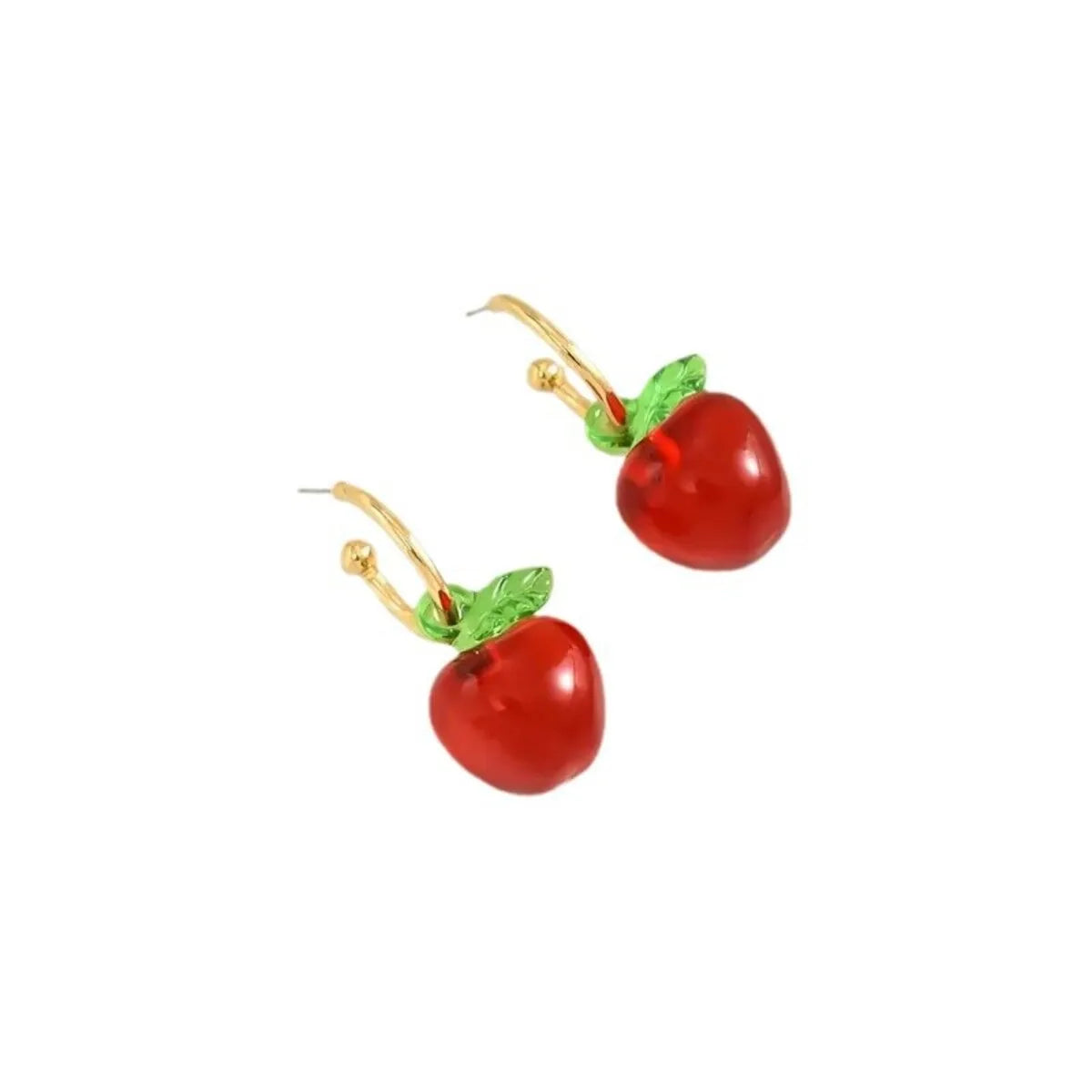 Pendientes de resina de manzana roja y cereza ✨   Lindos pendientes de moda dulces y delicados para mujer - Frutas adorables - Joyería diaria inspirada