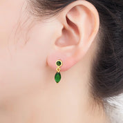 AIBEF Vintage verde redondo forma ovalada pendientes colgantes de diamantes de imitación mujeres cobre circón accesorios de joyería regalo de cumpleaños Dropshipping