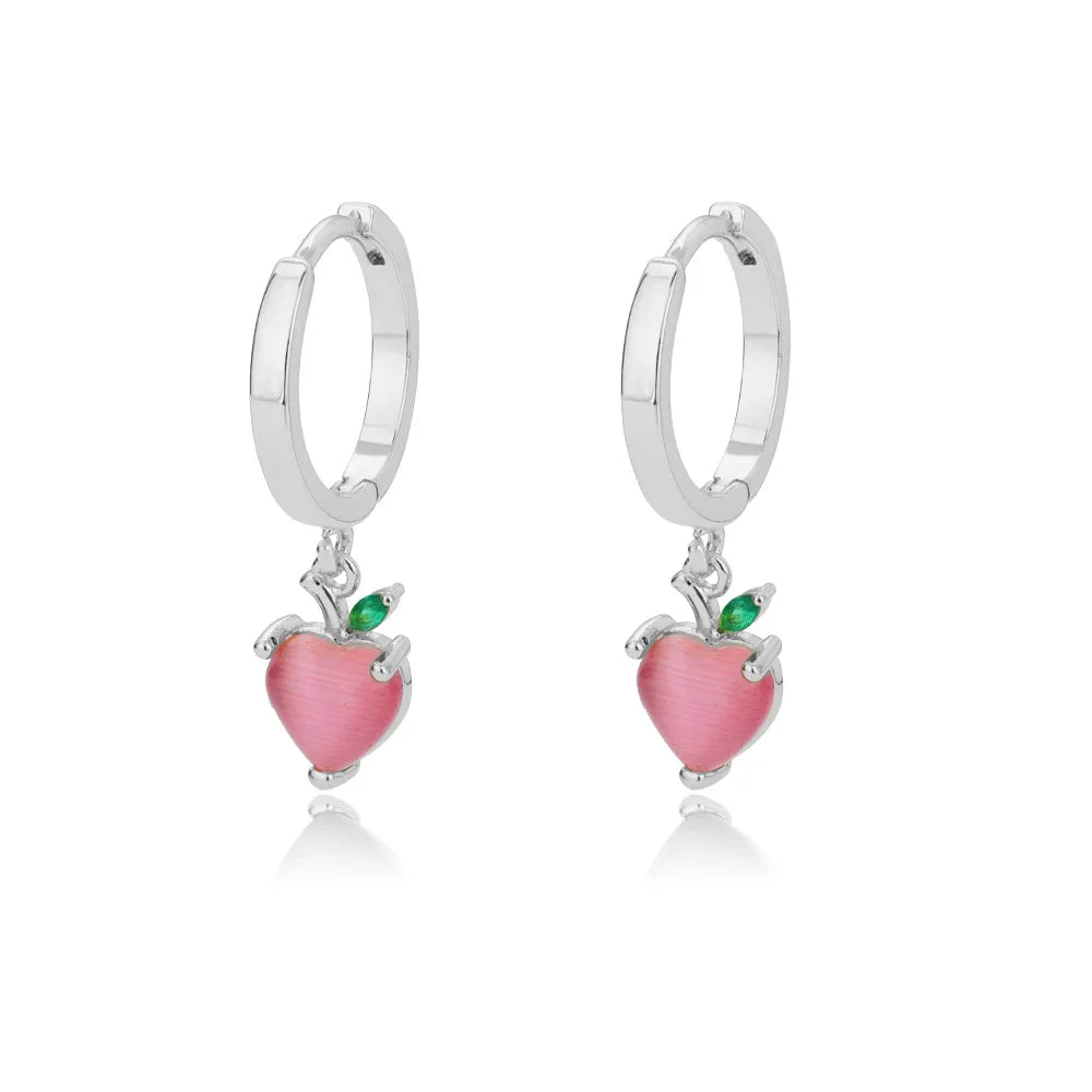 Pendientes de corazón de ópalo rojo para mujer, pendiente de acero inoxidable de Color dorado, tendencia 2024, nuevo en joyería Piercing para oreja, envío gratuito