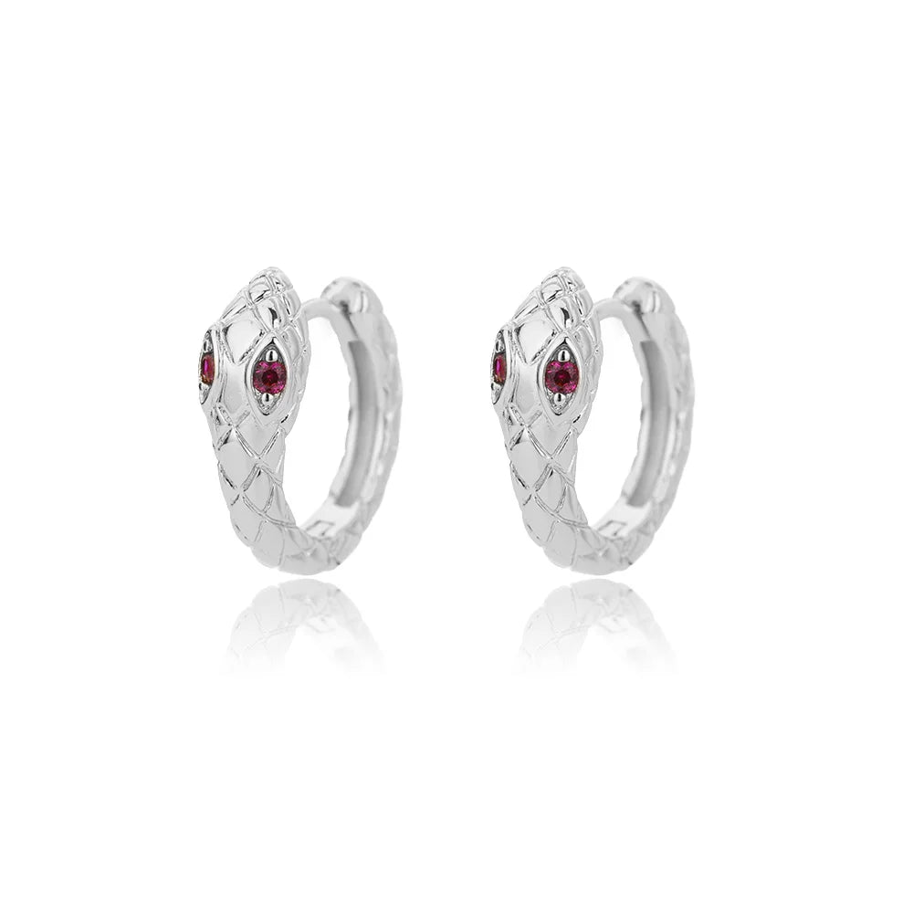 Pendientes de aro de serpiente de circón para mujer, pendientes góticos de Color plateado, pendientes Piercing de tendencia 20224, regalos de joyería, pendientes