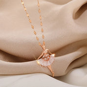 Collares con colgante de circonita de cristal para mujer, bailarina elegante y dulce, moda coreana, regalo de joyería Sexy de acero inoxidable