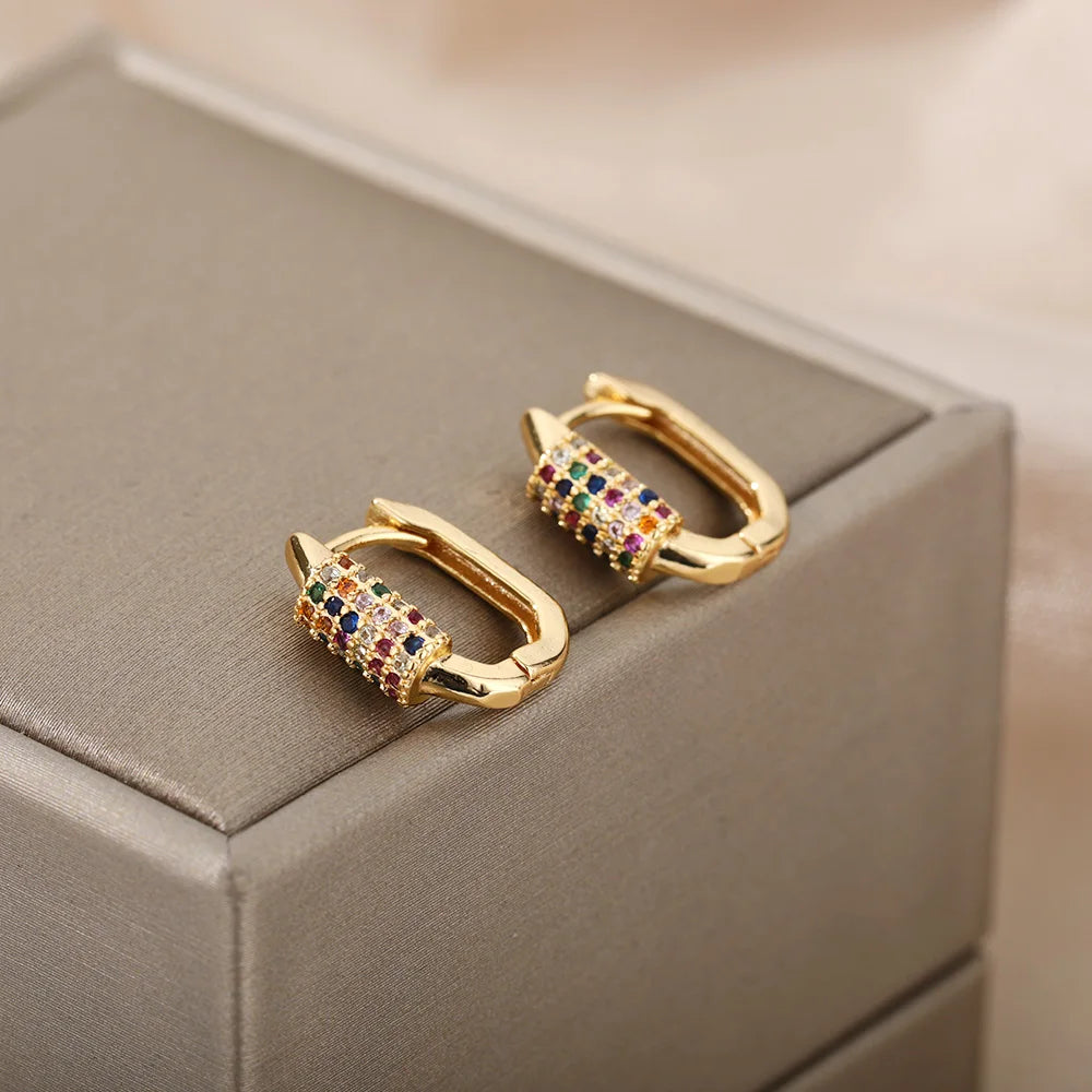 Pendientes de circón de colores para mujer, pendientes de acero inoxidable, tendencia 20224, nueva pareja, joyería de marca de lujo, envío gratuito, pendientes
