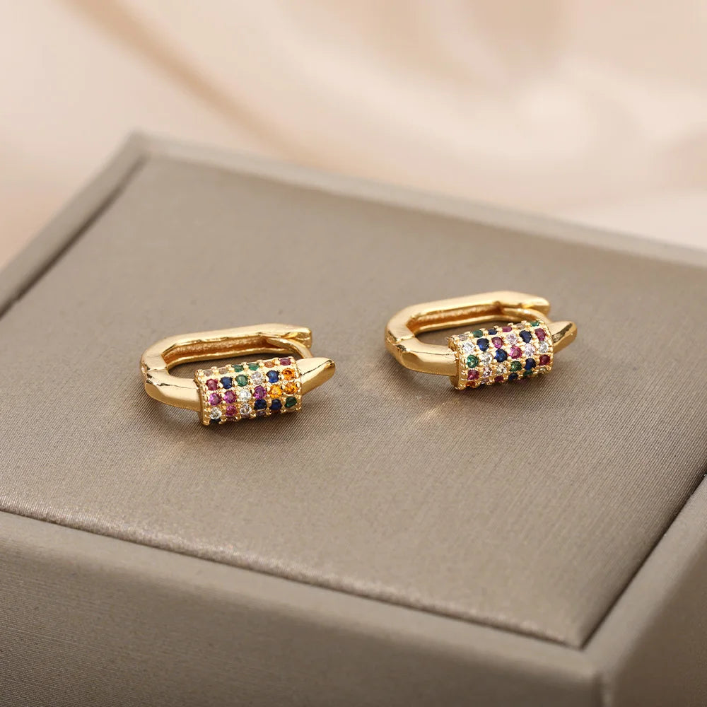 Pendientes de circón de colores para mujer, pendientes de acero inoxidable, tendencia 20224, nueva pareja, joyería de marca de lujo, envío gratuito, pendientes