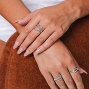 Anillo abstracto ajustable Ava - Plata