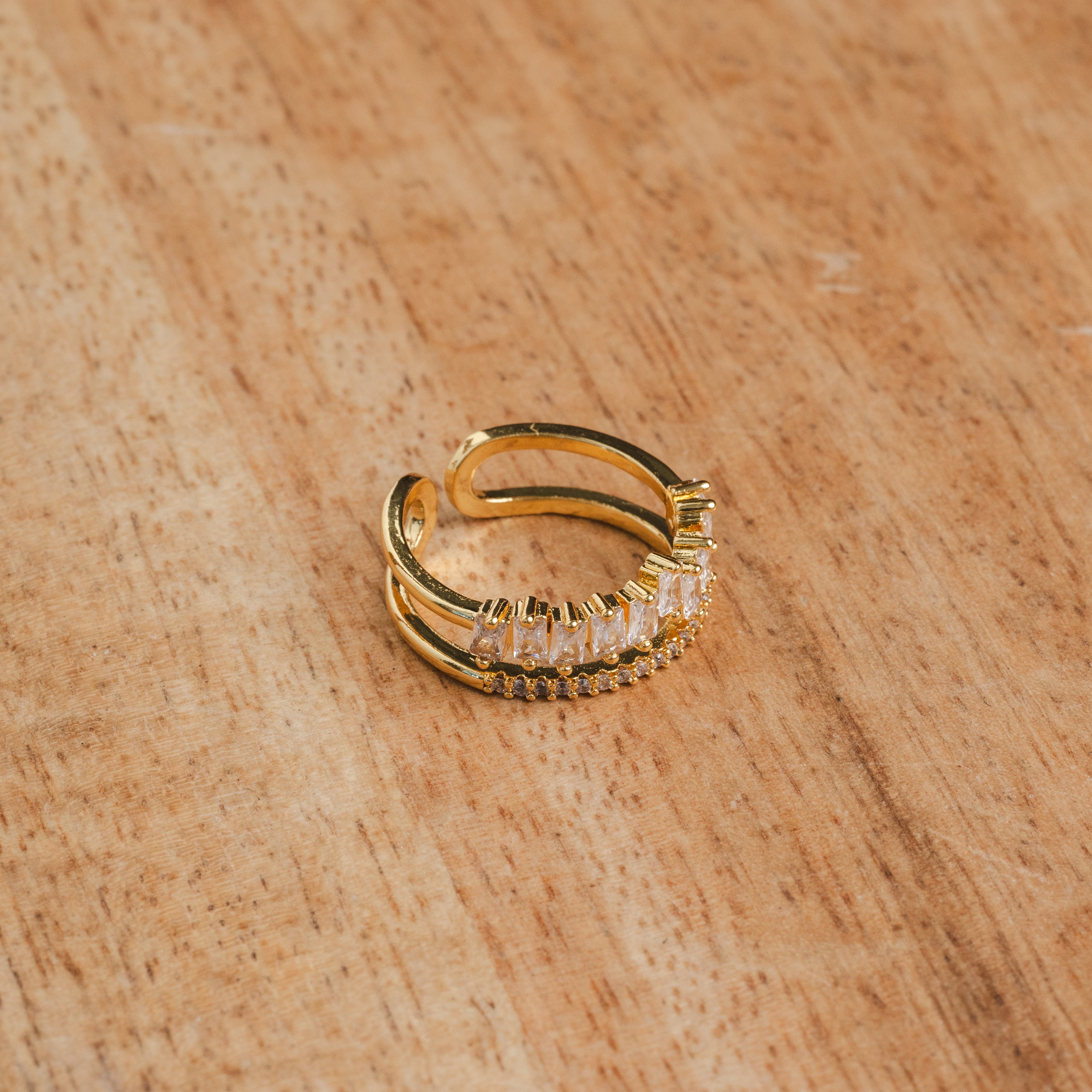 Anillo ajustable en capas de araña - Oro