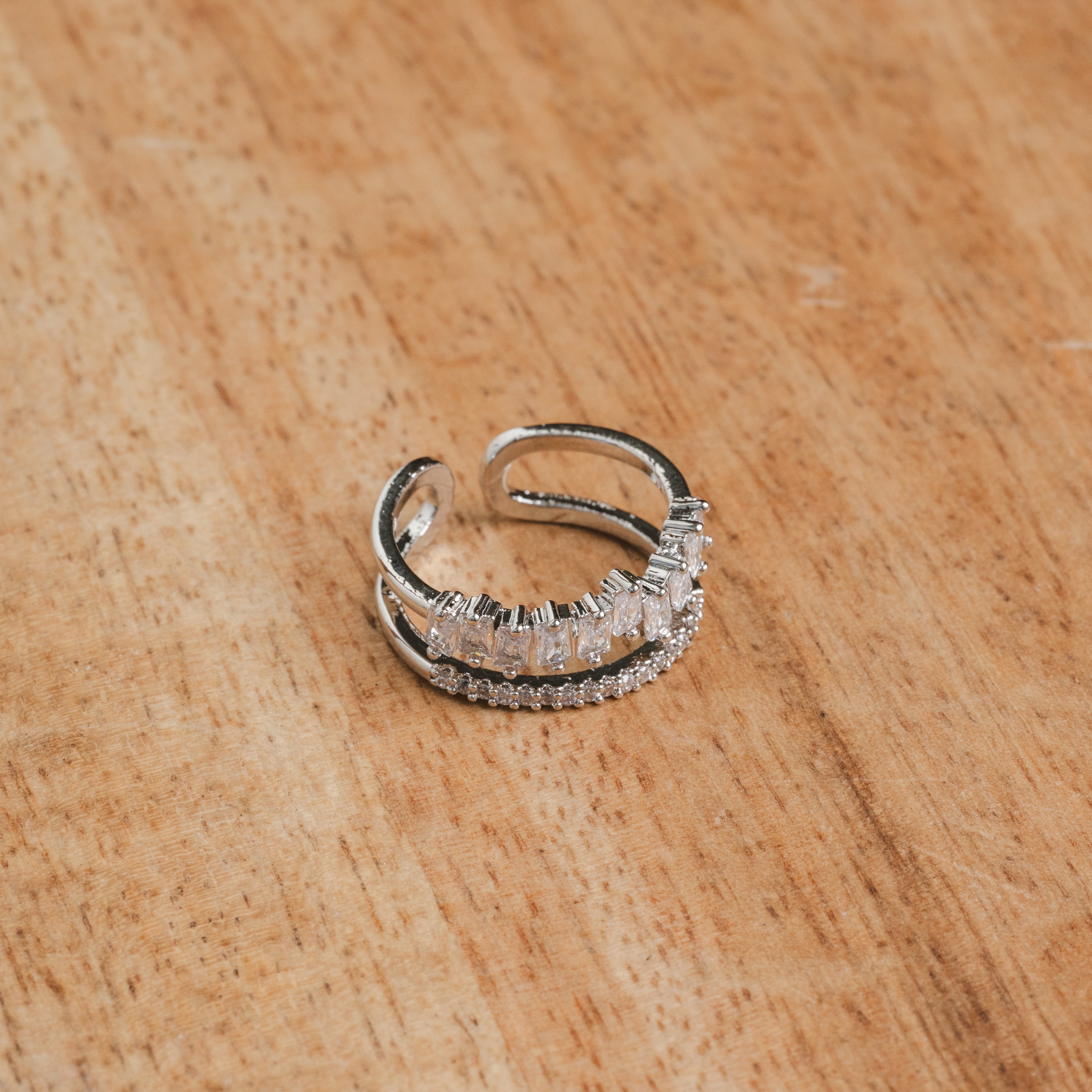 Anillo de araña ajustable en capas - Plata