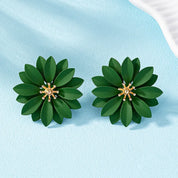 Pendientes de tuerca para mujeres y niñas, temperamento de flor de Metal esmaltado, accesorios para las orejas con personalidad Simple Popular, joyería de moda CE287