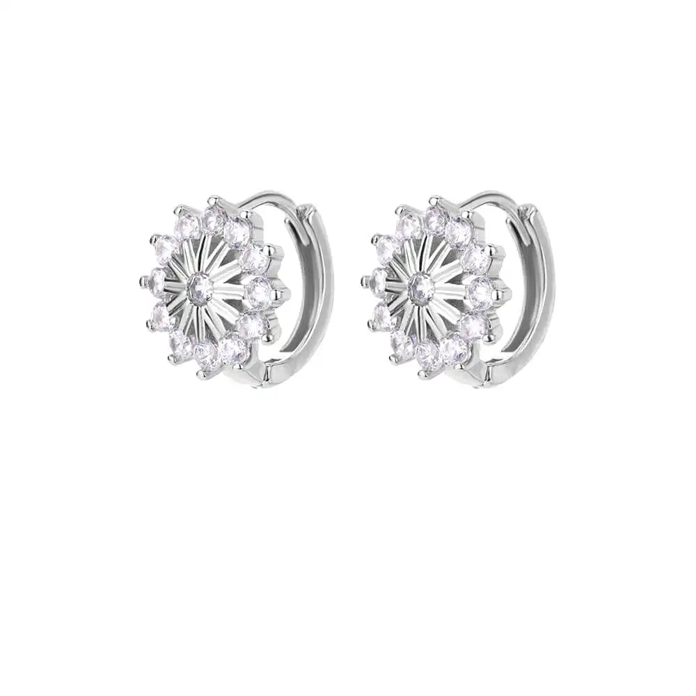 Pendientes de copo de nieve de circón para mujer, aretes de aro de cristal de acero inoxidable de Color dorado, joyería de boda de lujo, regalo de Navidad