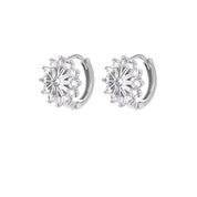 Pendientes de copo de nieve de circón para mujer, aretes de aro de cristal de acero inoxidable de Color dorado, joyería de boda de lujo, regalo de Navidad