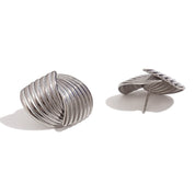 Pendientes de tuerca de Cruz a rayas en forma de abanico geométricos, sin deslustre, chapado en oro de 18 quilates, pendientes de mujer, regalo de acero inoxidable 316L