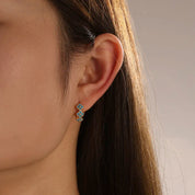 Uilz, 3 pares, pendientes creativos de circonia cúbica de colores, pendientes de aro con diseño de flor turquesa para mujer, regalo de joyas de fiesta