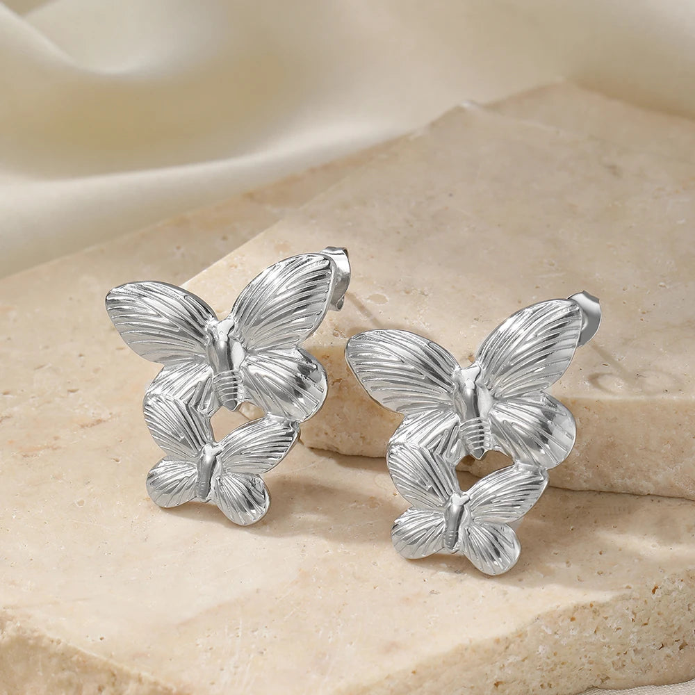 Pendientes de acero inoxidable con diseño de Súper Hada, delicados pendientes de lujo tallados con mariposas para mujer, joyería, regalos de fiesta, uso diario