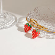 Zora-pendientes colgantes de acero inoxidable chapados en oro de 18 quilates para mujer, aretes colgantes de fresa y cereza, joyería resistente al agua de alta calidad