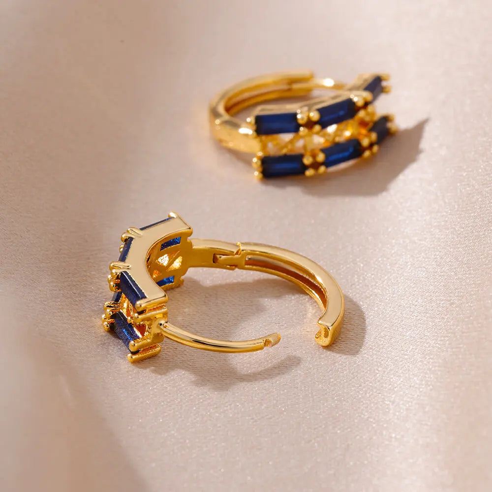 Pendientes de circón azul de lujo para mujer, pendientes de acero inoxidable a la moda, nuevo diseño, joyería estética de boda, envío gratis 2023