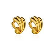 Pendientes de tuerca de acero inoxidable de estilo francés para mujer, aretes redondos estéticos de boda de Color dorado, joyería de tendencia 2024 para mujer