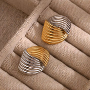 E.B.belle-pendientes cruzados con líneas en forma de abanico para mujer, mezcla de colores, acero inoxidable de alta calidad, oro de 18 quilates, sin deslustre, regalo de joyería
