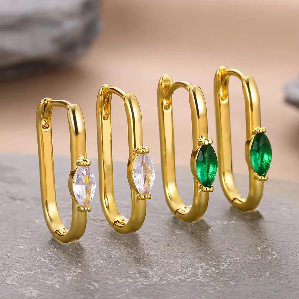 Pendientes cuadrados de circón para mujer, pendientes de acero inoxidable de Color dorado, tendencia nueva en joyería Piercing de lujo para oreja, aretes para mujer 2024