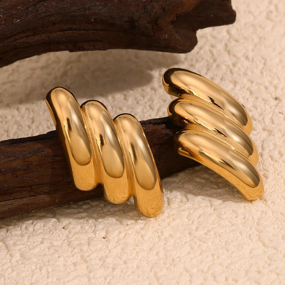 E.B.belle-pendientes chapados en oro de 18 quilates con forma de rayo, joyería de acero inoxidable 316L para mujer, hipoalergénico