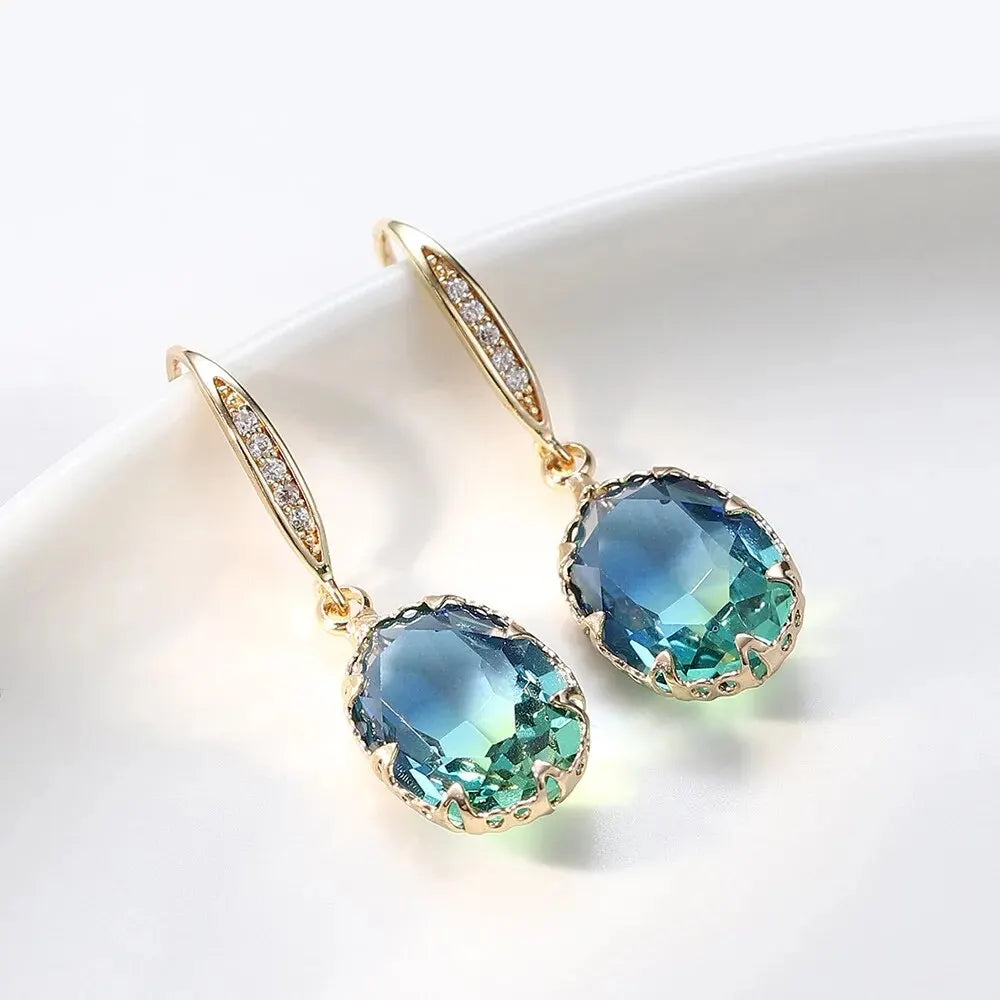 Pendientes de gota de cobre de circonita cúbica para mujer y niña, pendiente colgante de cristal marrón, joyería diaria para fiesta de cumpleaños