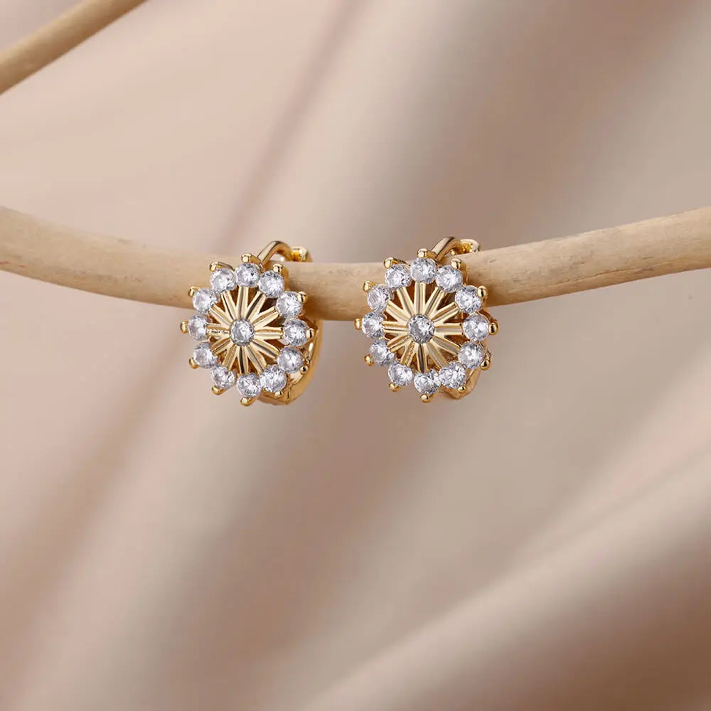 Pendientes de copo de nieve para mujer, pendientes de acero inoxidable de Color dorado, tendencia 20224, joyería estética de flores de lujo para las orejas, envío gratuito