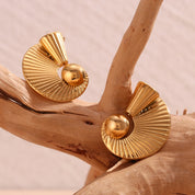 E.B.belle-pendientes en forma de abanico en espiral de bola de acero inoxidable 316L, accesorios chapados en oro de 18K, joyería creativa