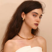 E.B.belle Edge of Waves pendientes brillantes impermeables, acero inoxidable 316L, pendientes para mujer, chapado en oro de 18K, regalo