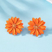 Pendientes de tuerca para mujeres y niñas, temperamento de flor de Metal esmaltado, accesorios para las orejas con personalidad Simple Popular, joyería de moda CE287