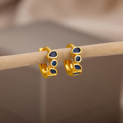 Pendientes de aro verdes de circón minimalistas para mujer, aretes de botón de oreja de círculo pequeño de acero inoxidable, joyería de moda