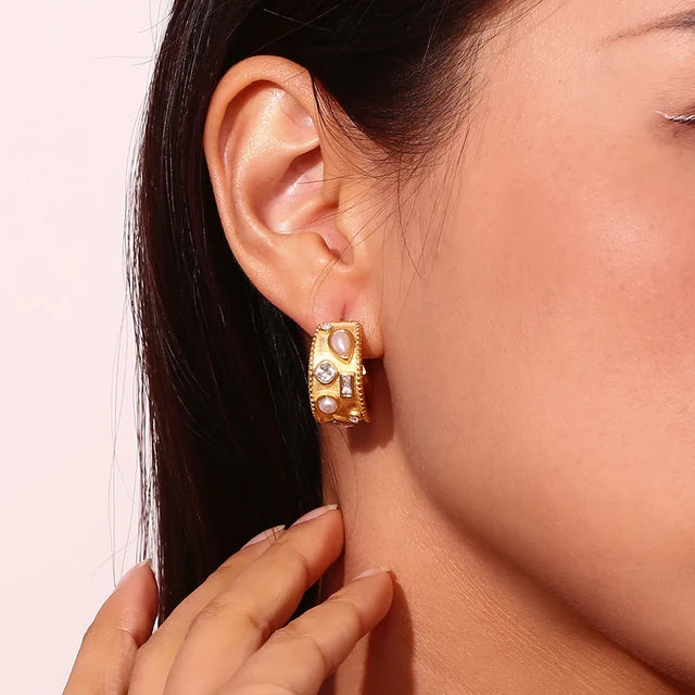 Pendientes de aro de perla