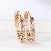 Pendientes de aro redondos negros pequeños y bonitos de lujo para mujer, joyería de boda de piedra de circón de Color dorado a la moda para mujer