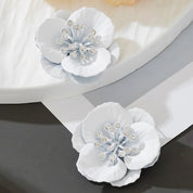 Pendientes de tuerca para mujer, pendientes de flores grandes exagerados, pintura en aerosol de Metal, accesorios florales mate para las orejas, joyería de moda DE171