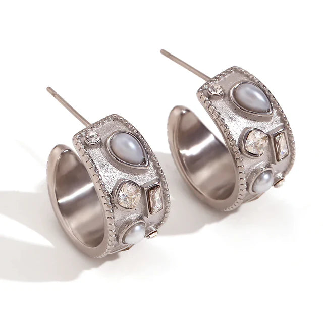 Pendientes de aro de perla