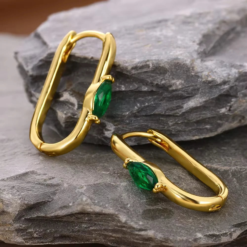 Pendientes cuadrados de circón para mujer, pendientes de acero inoxidable de Color dorado, tendencia nueva en joyería Piercing de lujo para oreja, aretes para mujer 2024