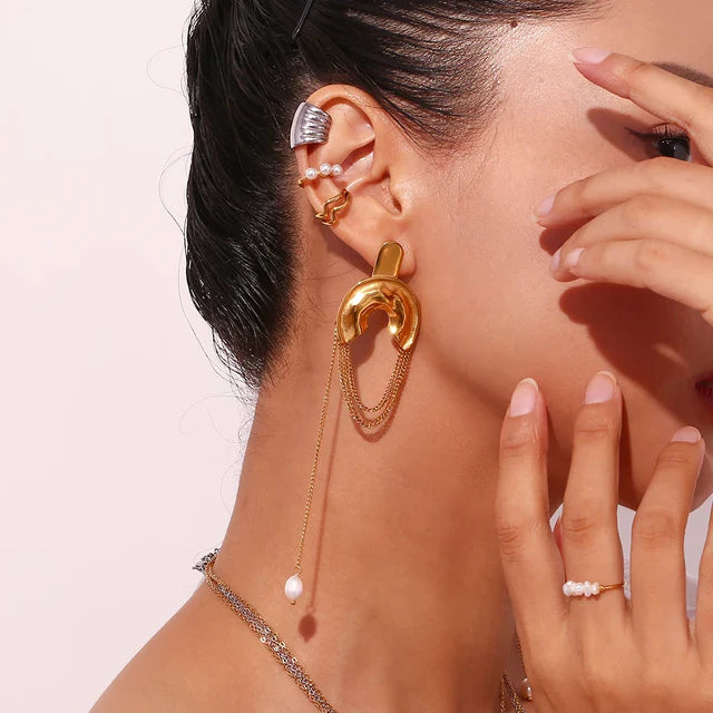 Pendientes de cadena de perlas