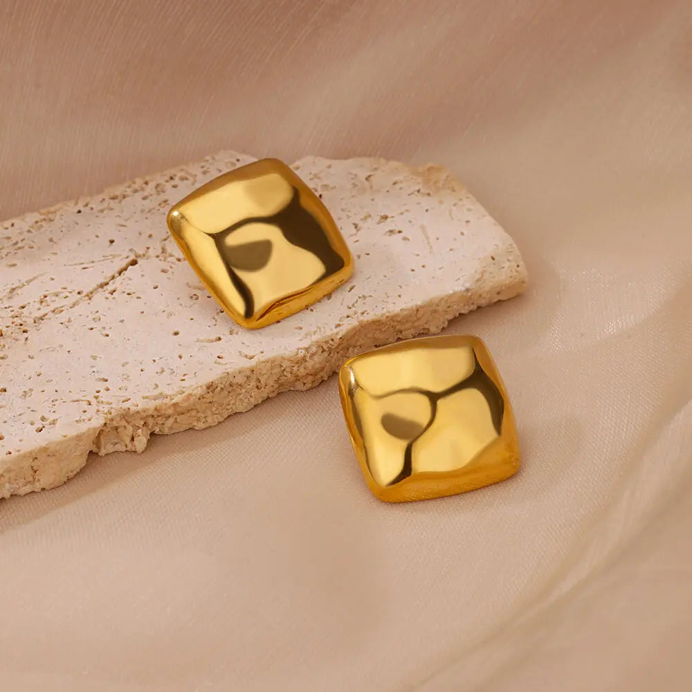 Pendientes cuadrados de acero inoxidable para mujer, pendiente Piercing geométrico Vintage de Color dorado, regalo de joyería para fiesta y boda 2024