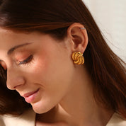 E.B.belle-pendientes giratorios con forma ovalada, aretes de acero inoxidable de estilo minimalista, joyería para mujeres y niñas elegantes