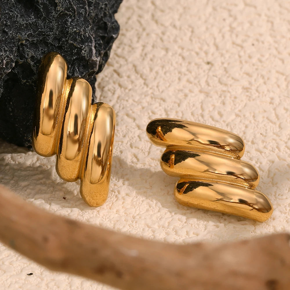 E.B.belle-pendientes chapados en oro de 18 quilates con forma de rayo, joyería de acero inoxidable 316L para mujer, hipoalergénico