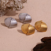 Pendientes de tuerca de Cruz a rayas en forma de abanico geométricos, sin deslustre, chapado en oro de 18 quilates, pendientes de mujer, regalo de acero inoxidable 316L