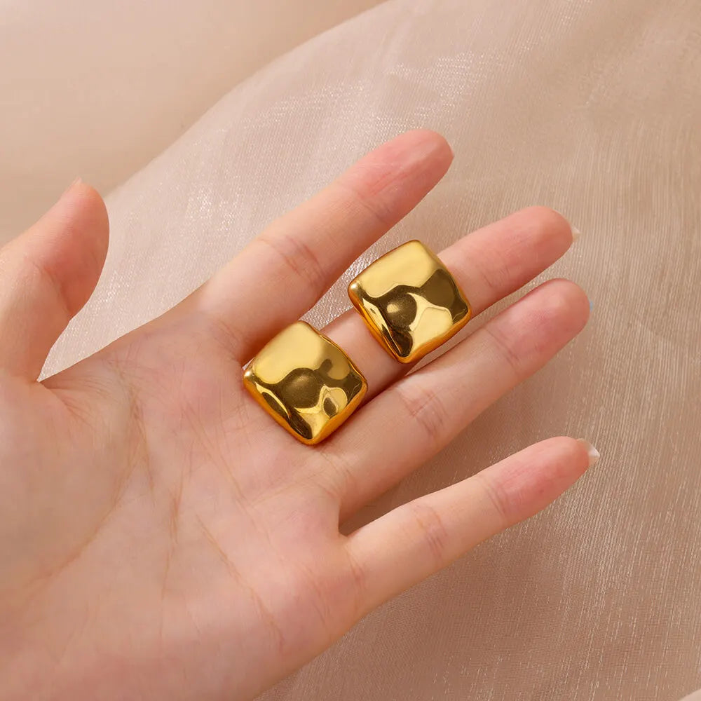 Pendientes cuadrados de acero inoxidable para mujer, pendiente Piercing geométrico Vintage de Color dorado, regalo de joyería para fiesta y boda 2024