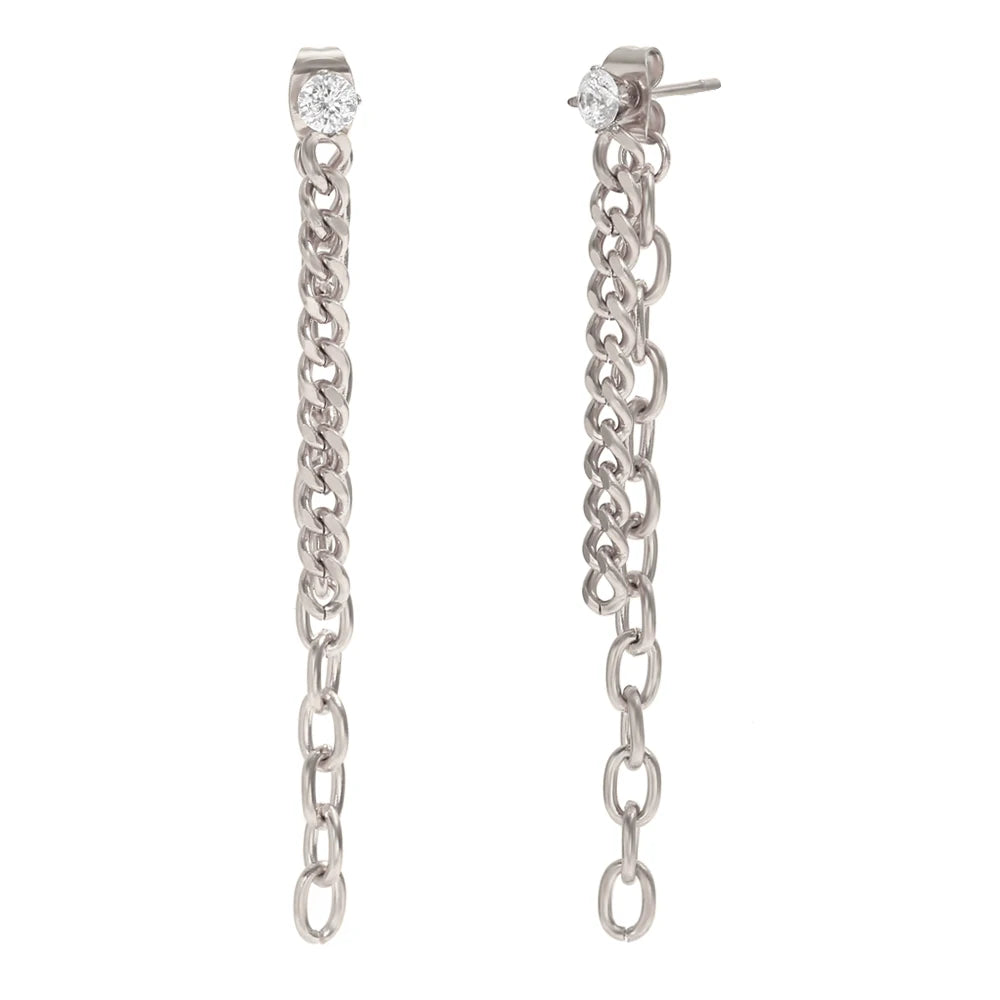 Pendientes de cadena de circonita
