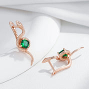 Kinel-pendientes colgantes de serpiente de circón Natural para mujer, joyería de animales Punk diaria Vintage, Color oro rosa 585, color verde intenso