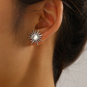 Pendientes de acero inoxidable Moda retro Elegante temperamento Plantas Pendientes de flores de girasol Joyería de mujer Ropa de desplazamiento diario