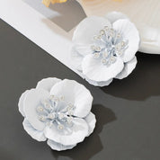 Pendientes de tuerca para mujer, pendientes de flores grandes exagerados, pintura en aerosol de Metal, accesorios florales mate para las orejas, joyería de moda DE171