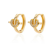 Pendientes con cierre de circonita en forma de corazón para mujer, aretes de aro de acero inoxidable de lujo, moda coreana, joyería de boda 2023