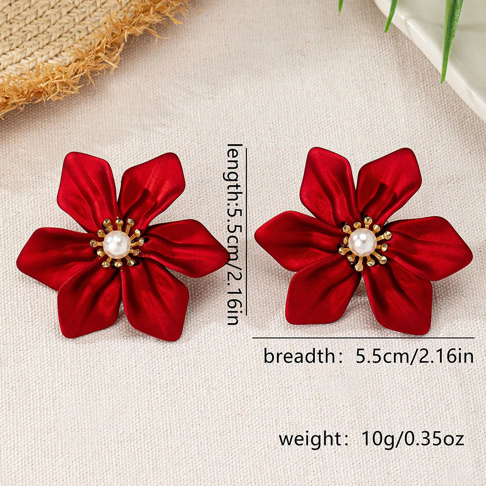 Pendientes de tuerca para mujer, flor, perla de imitación, Retro, elegancia, temperamento, regalo de fiesta, joyería de moda OL CE227