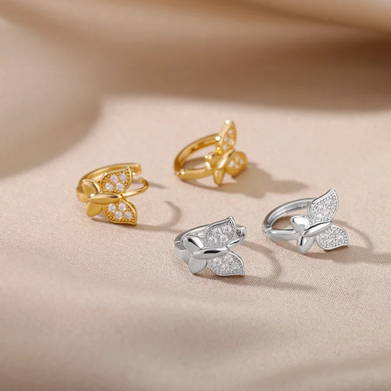 Pendientes de mariposa para mujeres y niñas, aretes modernos de acero inoxidable de Color dorado, tendencia nueva en joyería estética de boda para mujer 2024