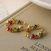 Pendientes de aro de Color dorado y plateado de diseño real para mujer y niña, accesorios de circonia cúbica brillante, joyería OL para fiesta y boda