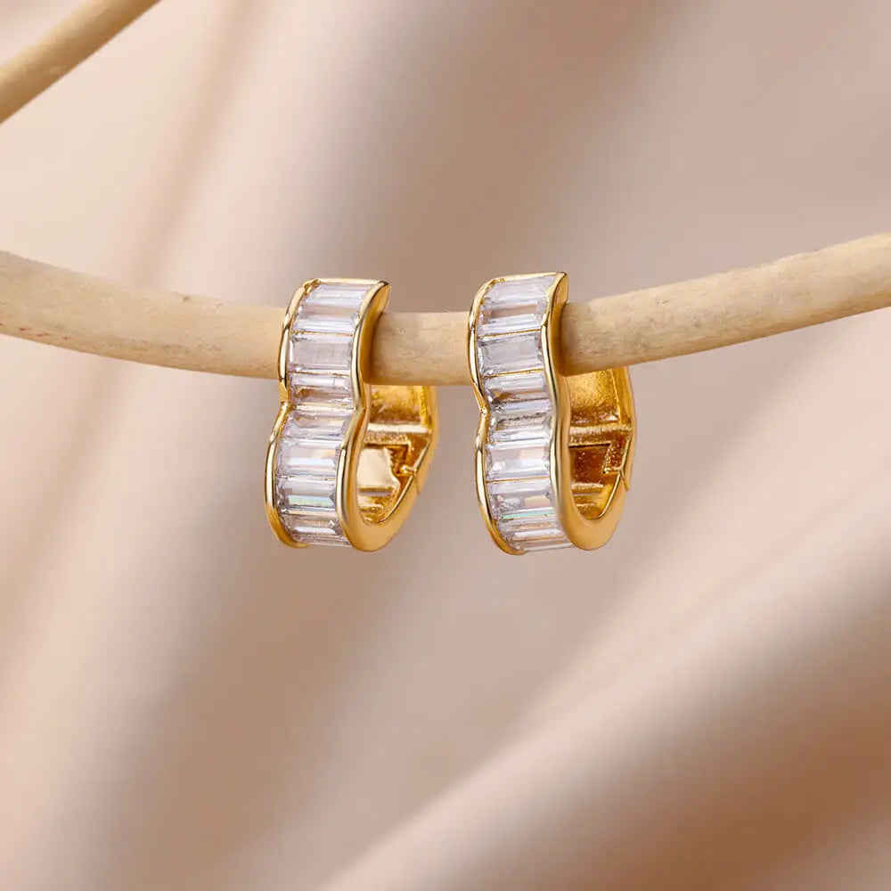 Pendientes de corazón de lujo para mujer, aretes de acero inoxidable de circonita cúbica, tendencia elegante, joyería estética de boda para pareja, 2024